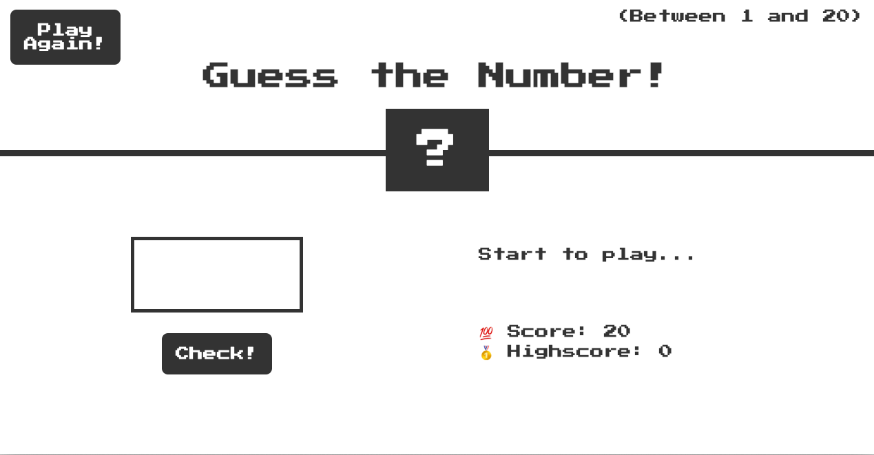 Screenshot of Guess the Number page