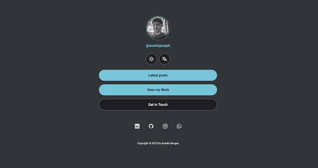 Screenshot of LinkTree Landing Page