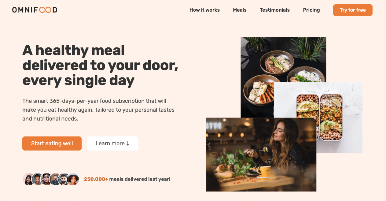 Screenshot of Omnifood web page